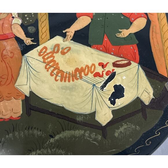 Vintage Antique Russian Hand Painted Enamel Round Trinket Box - Picture 4 of 6